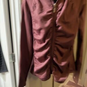 Womens Ruched Zip-Front Jacket - Plum